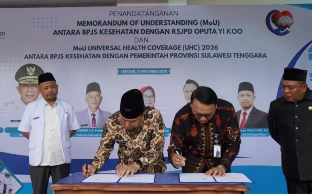 Pemprov Sultra Pertegas Komitmen Pertahankan UHC 2026, Teken MoU dengan BPJS Kesehatan