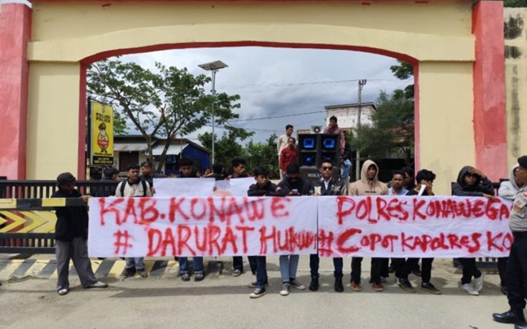 Forkad Sultra Gruduk Polres Konawe, Tuntut Evaluasi Penanganan Kasus Sabung Ayam Amonggedo